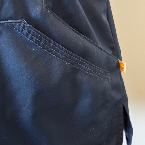 Carhartt Navy Blue Scrub Top Double Pocket X Small Nurse Hospital Work - Picture 2 of 6